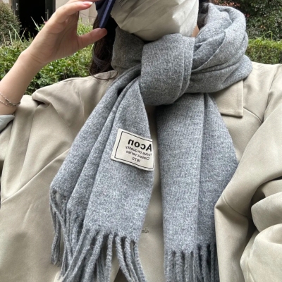 秋冬新款纯色仿羊绒围巾女混色高档单色披肩日韩学生素色围脖百搭