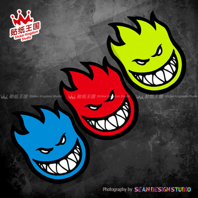 适用Spitfire Wheels 轮滑滑板轮子贴纸 改装车身车 防水反光贴花