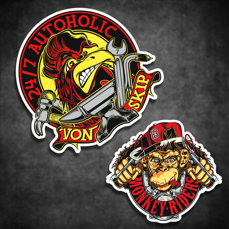 适用车贴 哈雷复古车贴 个性动物贴花装饰贴划痕遮挡贴防水反光贴