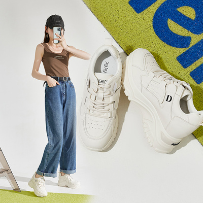 米色松糕鞋女2025年新款小个子增高老爹鞋休闲女士鞋香香莉29800