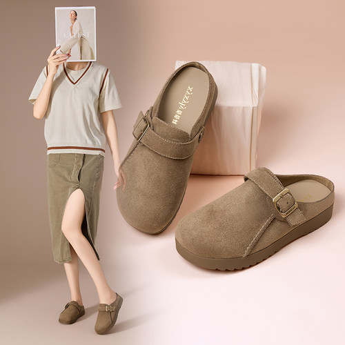 香香莉厚底勃肯鞋子女2025秋季新款包头半拖鞋软底休闲百搭030775