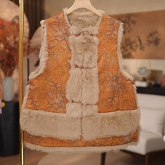 【金枝玉叶-双面马甲】高奢系列-新款中式风提花兔毛马甲5153