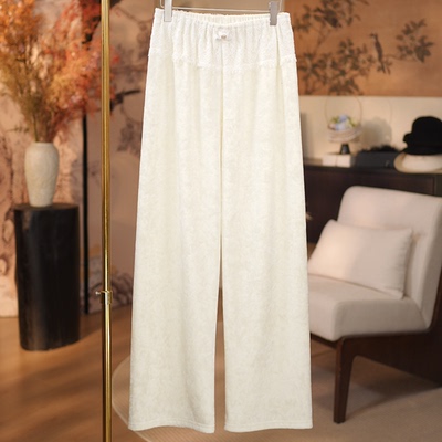 【小蛮腰-直筒裤】新款纯色拼接蕾丝气质显瘦显高休闲裤109