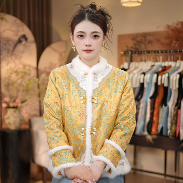 【鸾凤和鸣-棉服】新中式织花圆棉衣/棉服