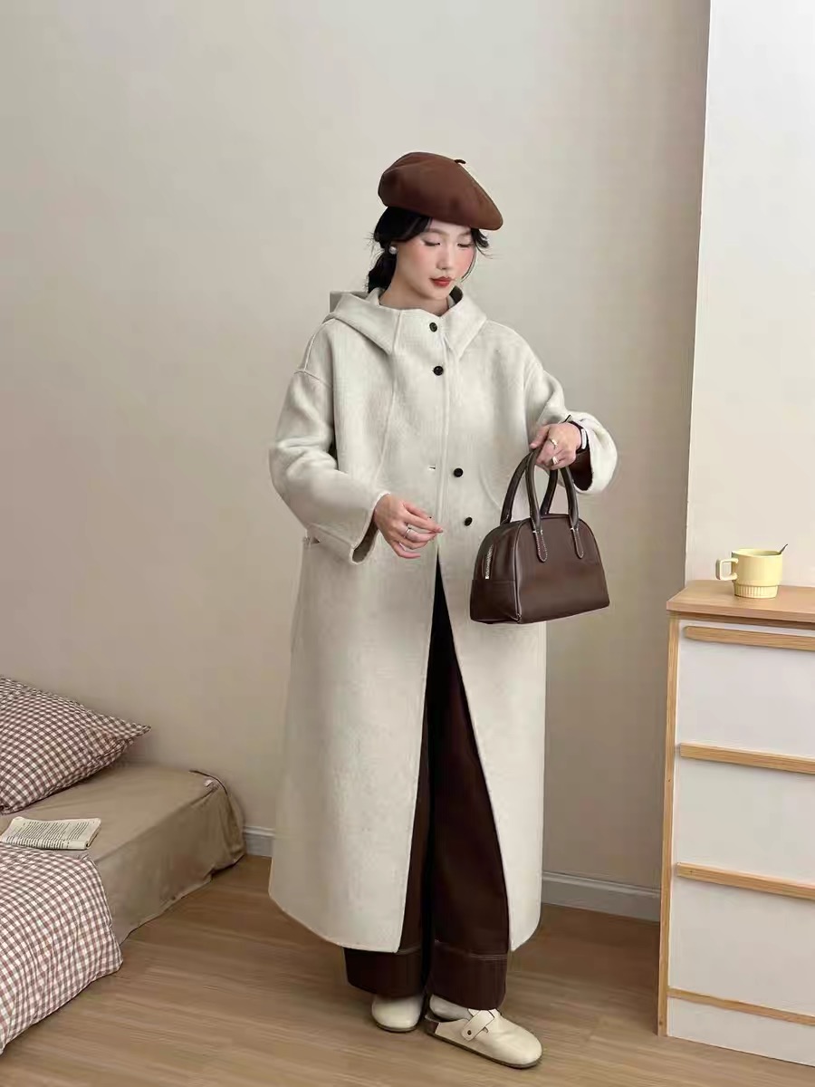 2025秋冬新款双面羊绒大衣女中长款韩版宽松羊毛呢子外套