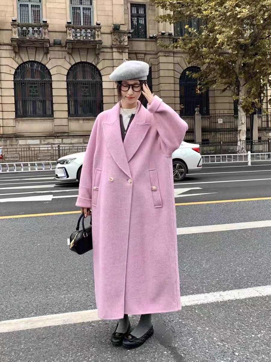 2025秋冬新款双面羊绒大衣女中长款韩版宽松羊毛呢子外套