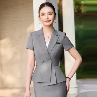 正式场合套装西装上衣酒店管理制服新款短袖前台工作服女职业气质