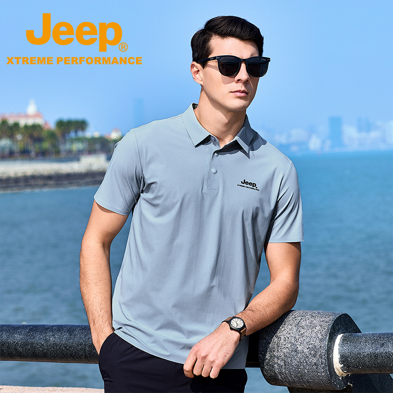 Jeep吉普男士涼感防曬polo衫