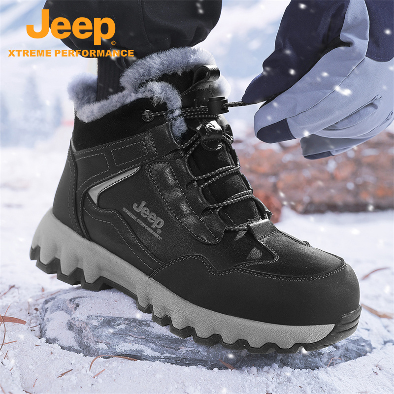 Jeep/吉普冬季新款户外复古加绒保暖雪地靴户外时尚棉鞋百搭男鞋