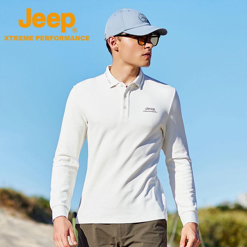 Jeep吉普户外休闲衣长袖POLO衫男
