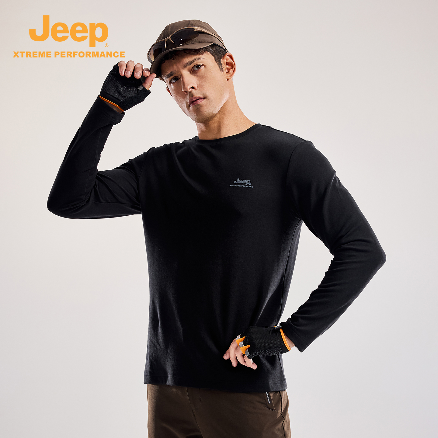 Jeep户外长袖T恤男莫代尔