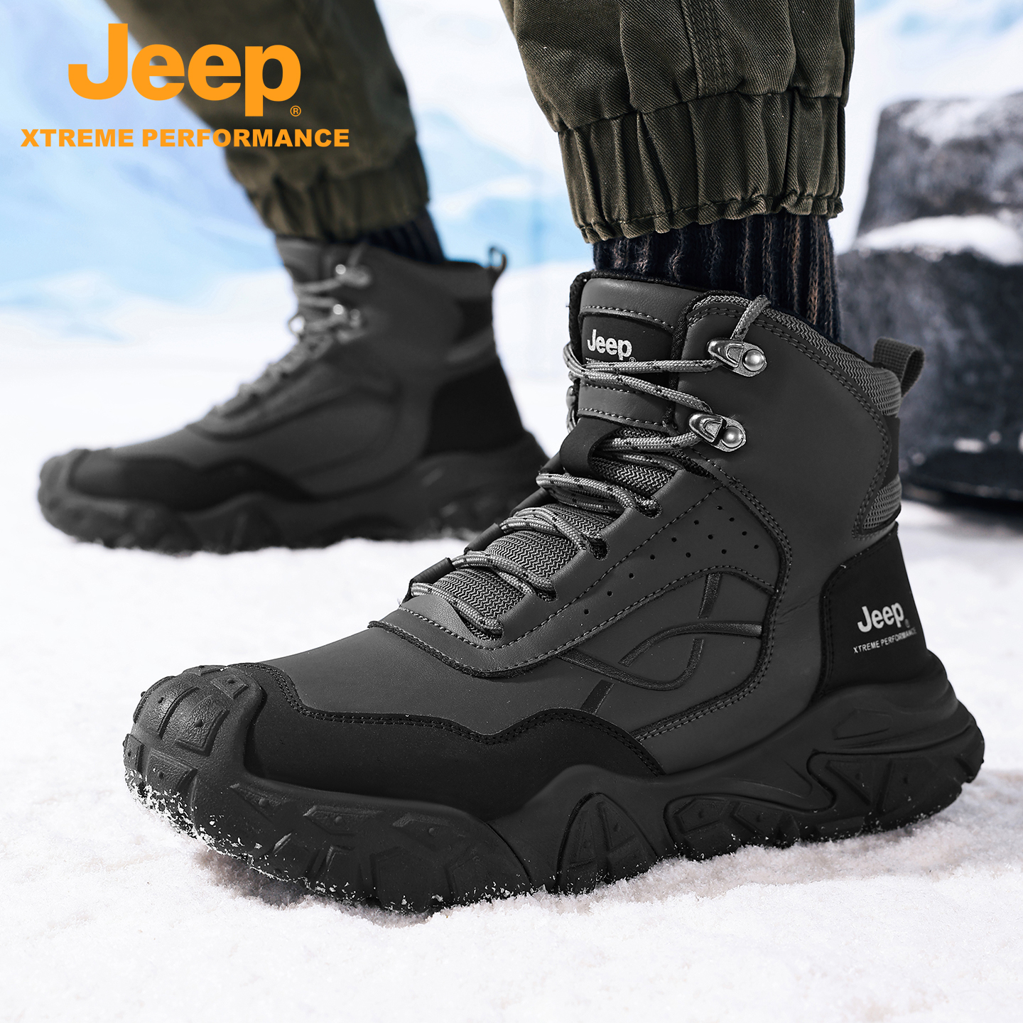 Jeep吉普登山鞋男增高保暖