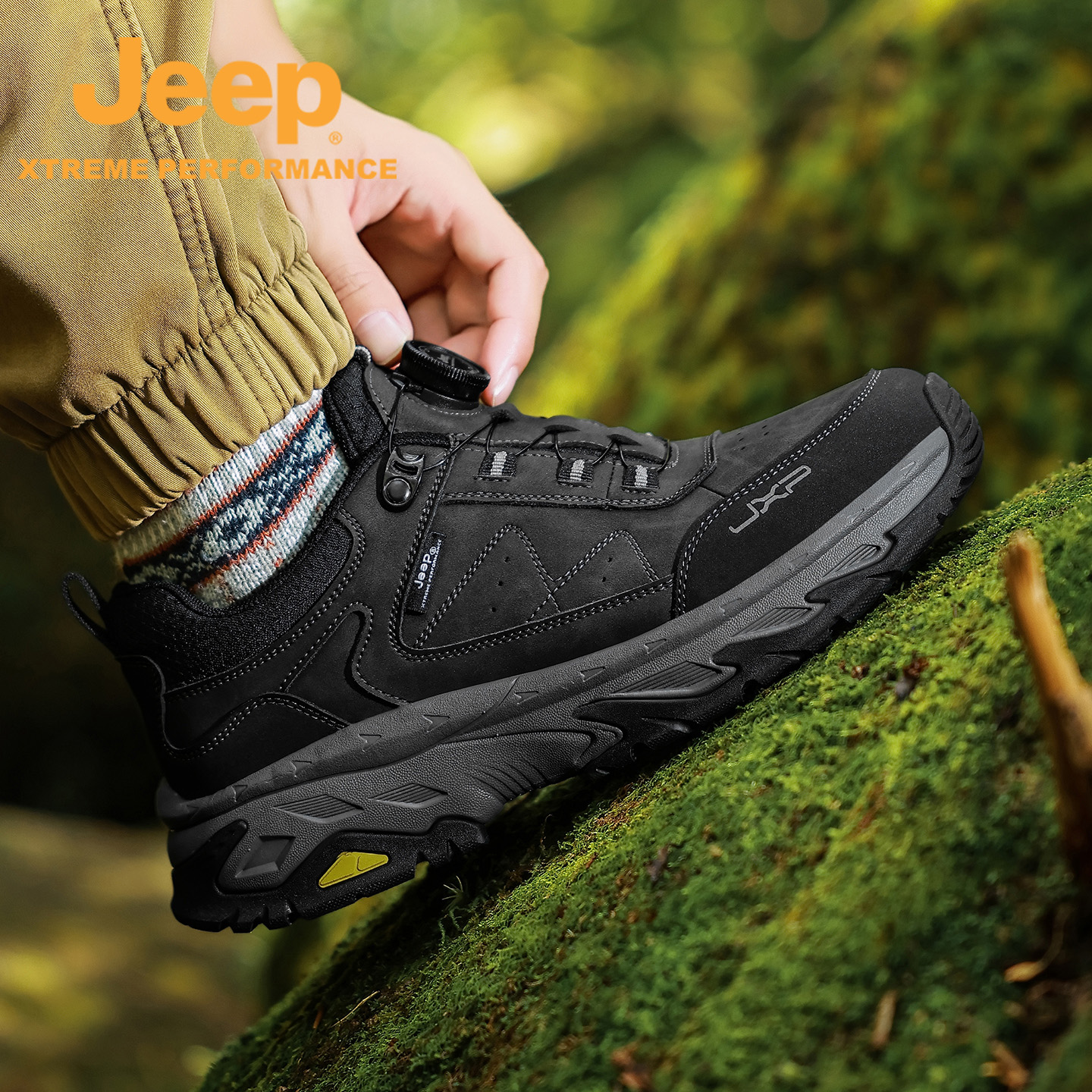 Jeep吉普户外登山鞋男厚底增高