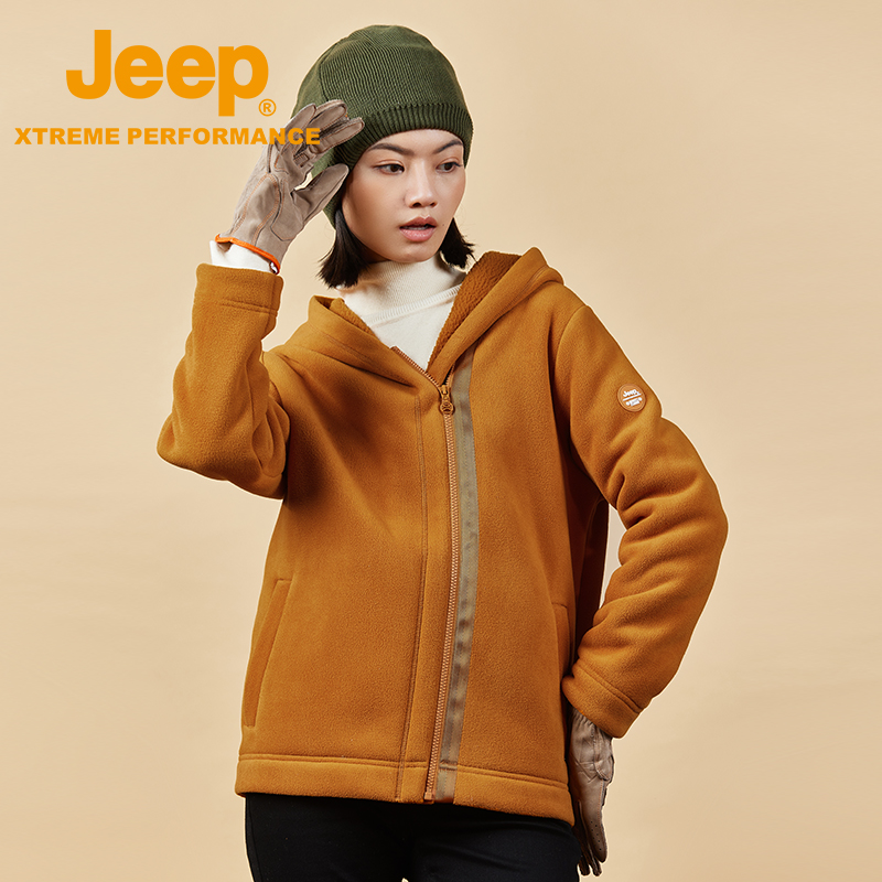 Jeep摇粒绒抓绒衣女户外保暖外套