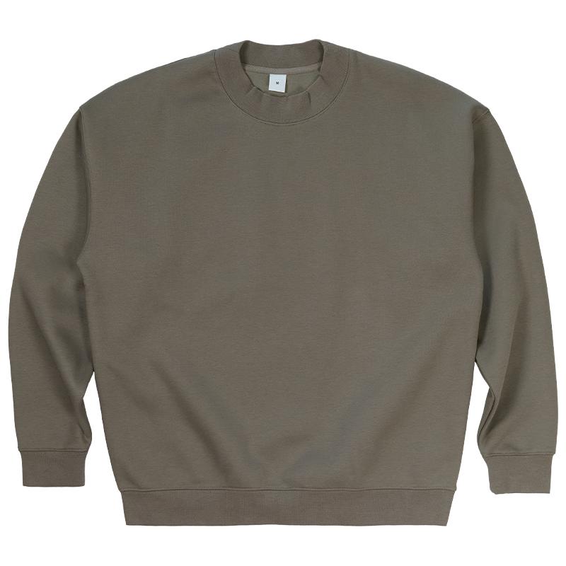 oversize美式潮小高领套头圆领宽松廓形纯色加绒卫衣运动高街街头