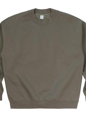 oversize美式潮小高领套头圆领宽松廓形纯色加绒卫衣运动高街街头