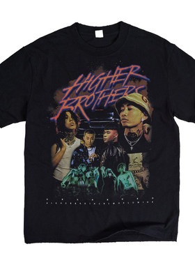 GBC/更高兄弟higherbrothers印花美式小领口短袖T恤宽松街头服饰