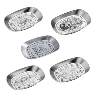 创意复古马口铁托盘日式铁皮小吃盘北欧金属零食盘铁皮小食盘