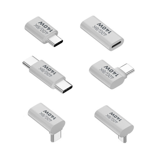 TYPE-C母转TYPE-C公转接头全功能支持140W40GBPS雷电3立式弯直脚L