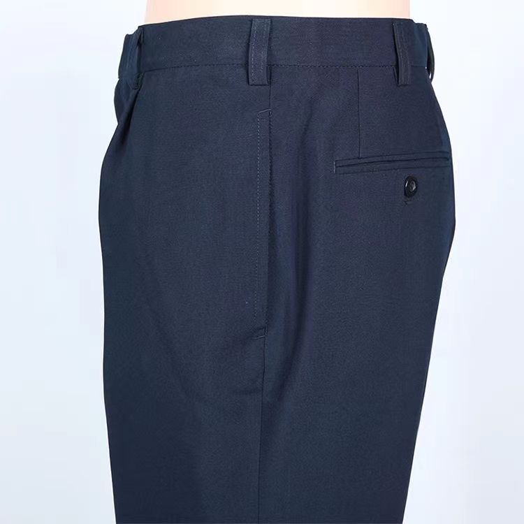 藏青色夏常服裤子带屁兜新款夏季薄裤直筒宽松免烫休闲西服裤