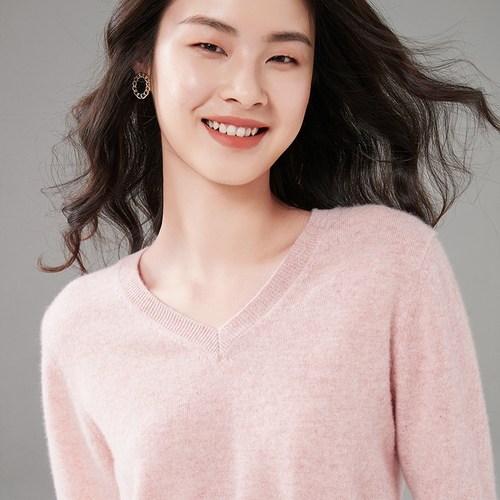 V领简约100纯山羊绒百搭打底衫