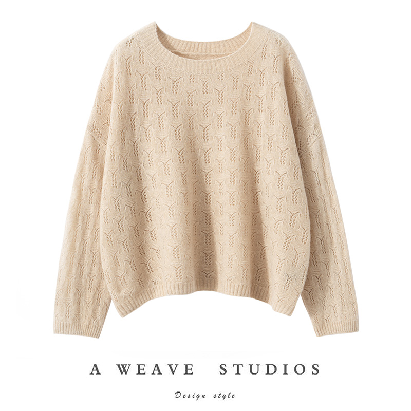 100纯山羊绒镂空上衣针织打底衫