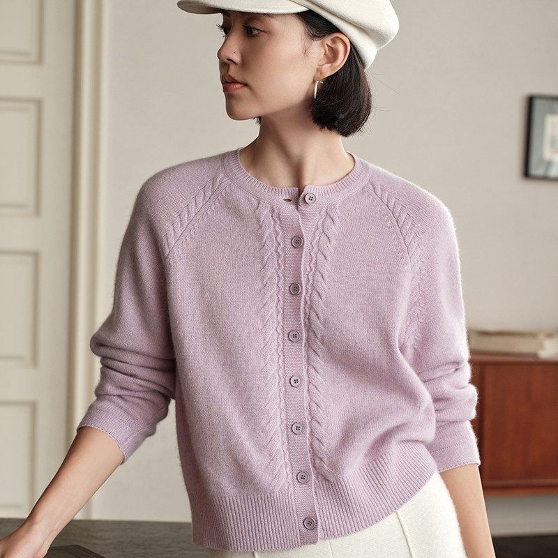 100纯山羊绒衫宽松开衫百搭外套