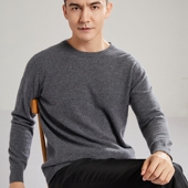 圆领羊绒衫 男100纯山羊绒套头针织毛衣2025年秋冬保暖百搭打底衫