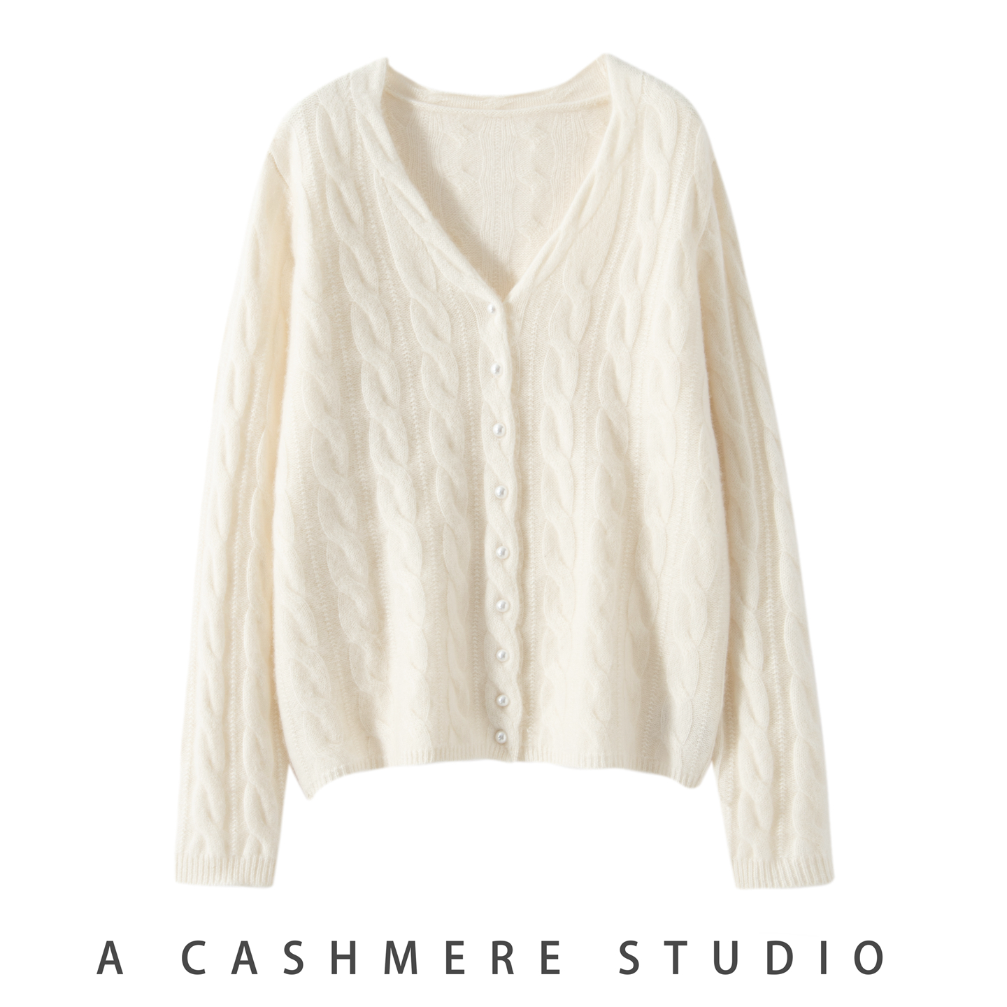 2025秋冬新款100%山羊绒V领麻花加厚开衫针织毛衣外穿宽松打底衫