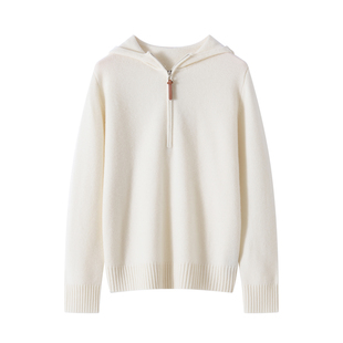 2025秋冬新款100%纯山羊绒针织衫半拉链气质减龄百搭帽衫打底毛衣