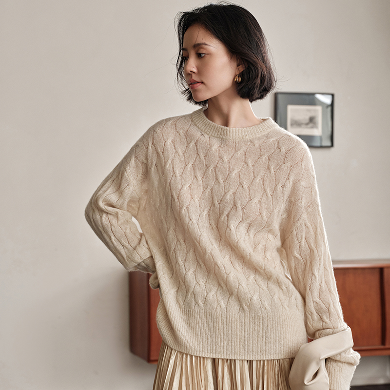 100%山羊绒衫毛衣宽松针织打底衫