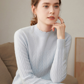 半高领羊绒衫 女100%纯山羊绒毛衣秋冬新款 高级感上衣宽松针织打底