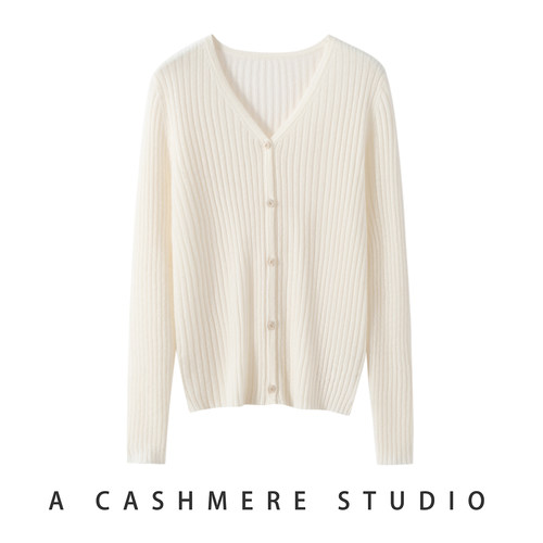 25秋冬新款100%纯山羊绒女V领针织开衫休闲气质百搭毛衣外套上衣