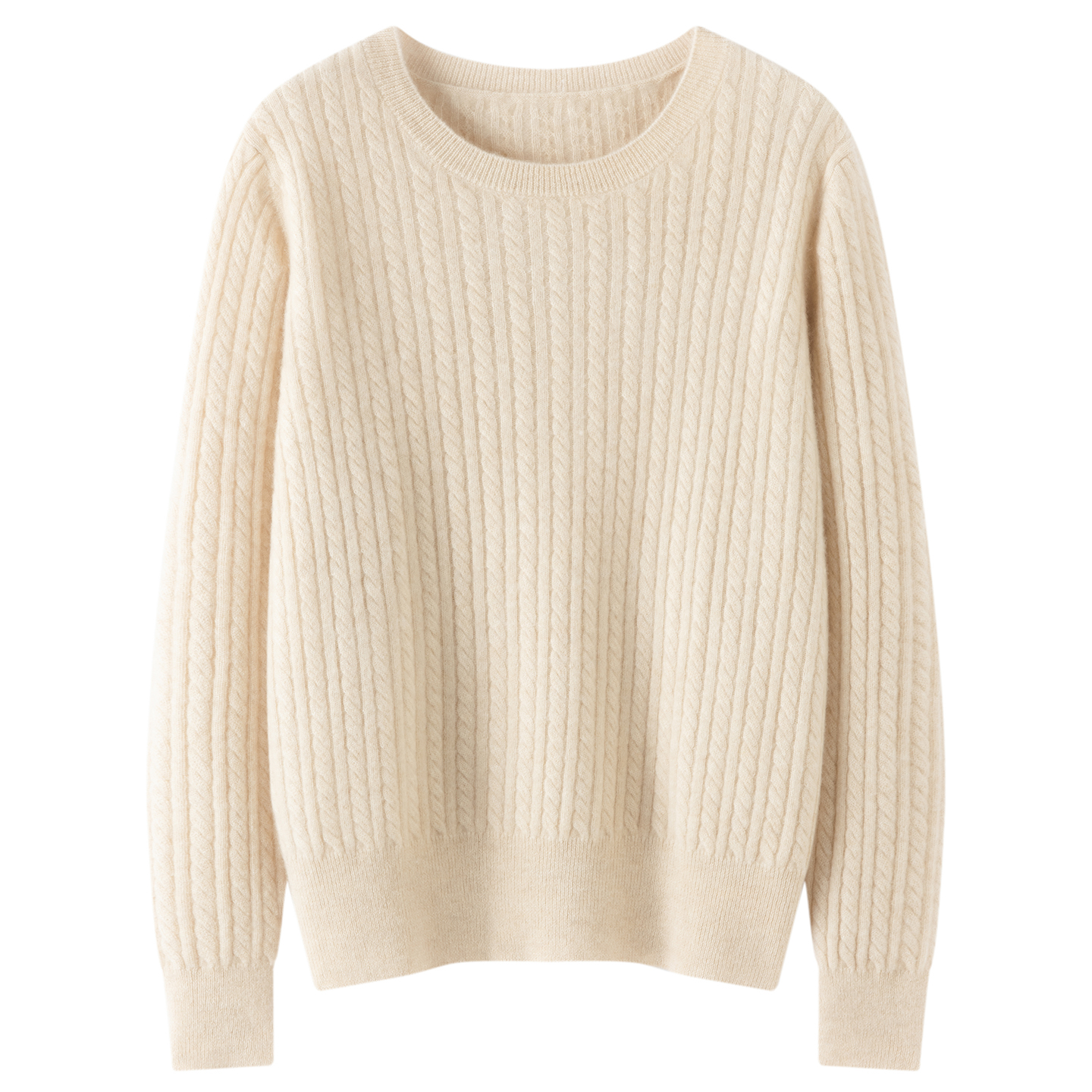 秋冬新款圆领麻花100%山羊绒衫女宽松休闲纯色软糯百搭针织衫打底