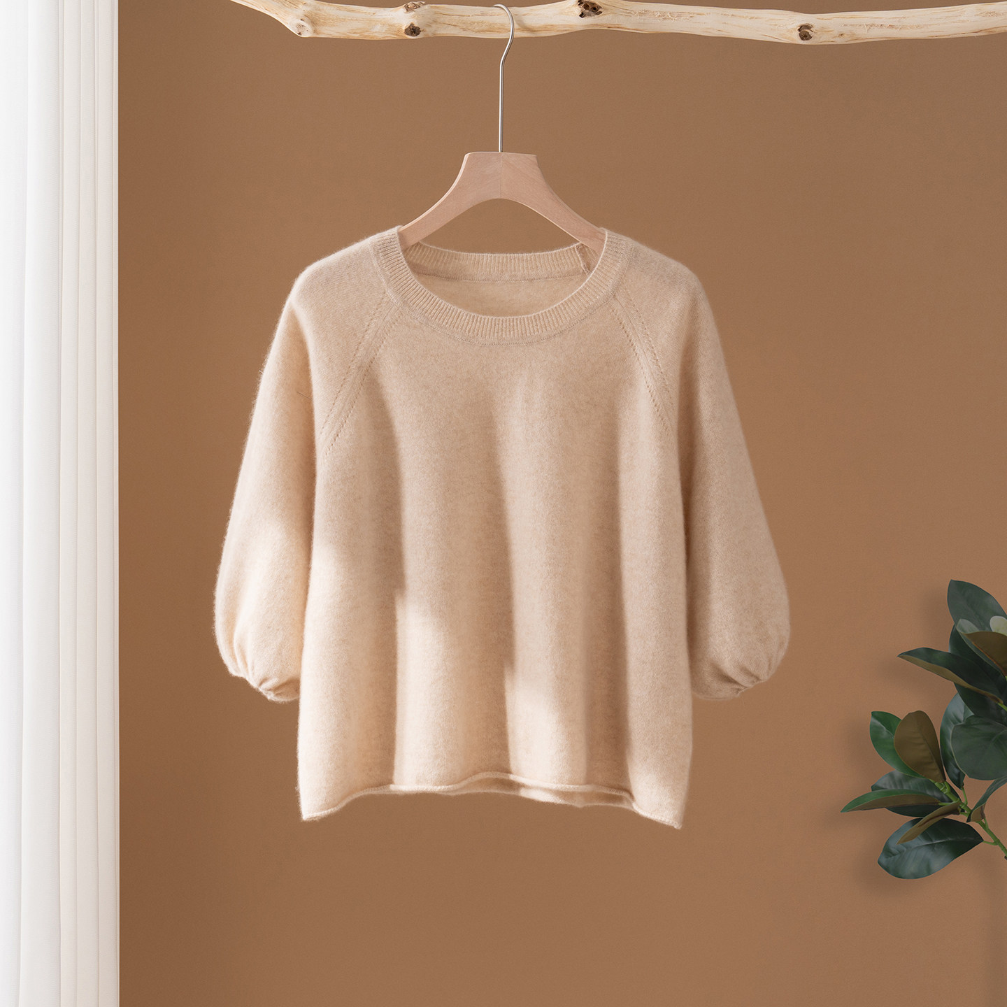 25秋冬新款100%山羊绒衫女圆领针织套头宽松毛衣打底衫花苞袖上衣,女装/女士精品,羊绒衫,淘宝优惠券,粉丝福利购,淘宝优惠卷