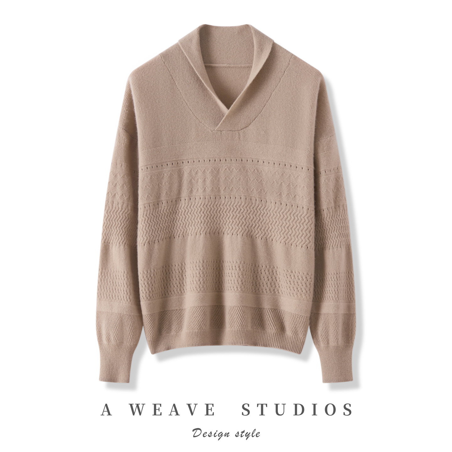 100%纯山羊绒衫女时尚镂空青果领宽松休闲洋气百搭套头落肩长袖