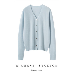 上衣潮 女V领保暖简约针织外套毛衣开衫 2025秋冬新款 100纯山羊绒衫