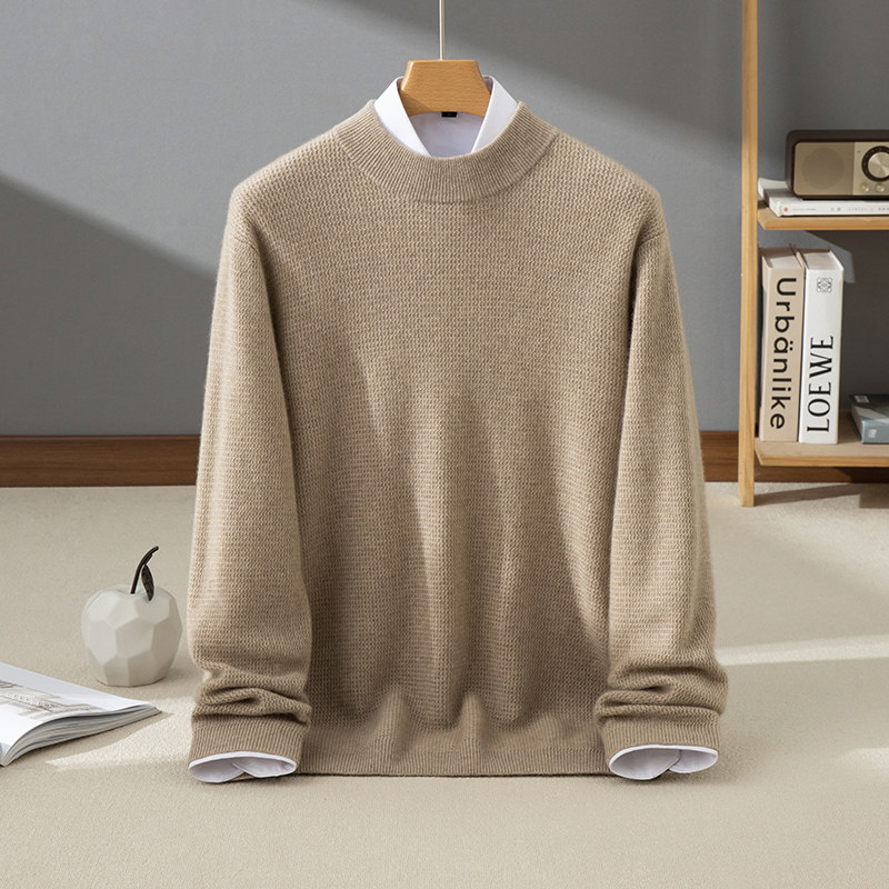 秋冬新款半高领100%纯山羊绒衫男中青年大码高端加厚针织衫毛衣潮,男装,羊绒套衫,淘宝优惠券,粉丝福利购,淘宝优惠卷