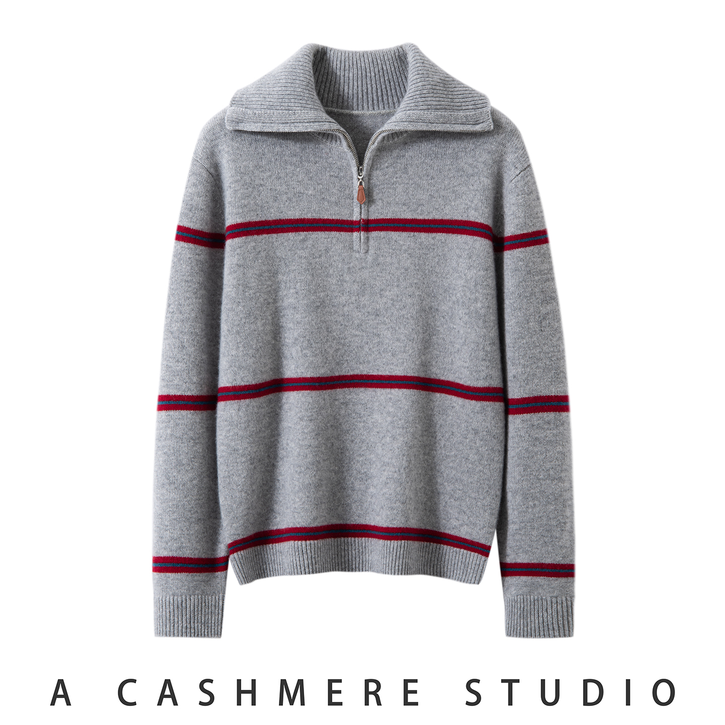 25新款秋冬100%纯山羊绒衫女半拉链针织衫宽松加厚毛衣打底衫套头