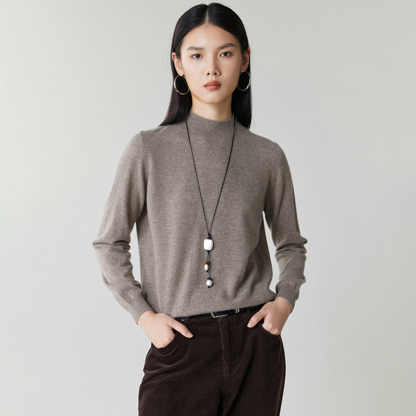 秋冬新款精纺100%山羊绒衫女半高领针织打底纯色百搭毛衣显瘦上衣,女装/女士精品,羊绒衫,淘宝优惠券,粉丝福利购,淘宝优惠卷