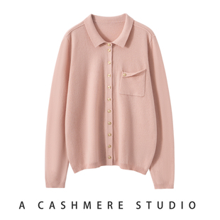 毛衣 女POLO领针织衬衣外套百搭打底衫 2025秋冬新款 100%山羊绒开衫