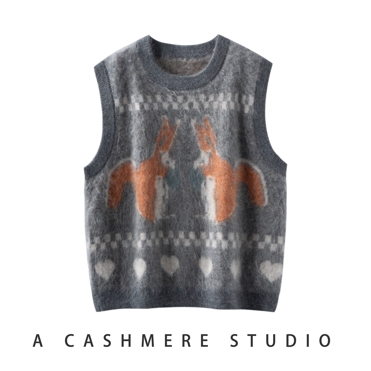 复古提花拉绒桑蚕丝山羊绒马甲针织衫女保暖时尚百搭无袖毛衣坎肩