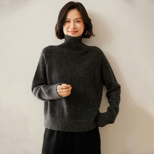 针织衫 女毛衣套头高领宽松百搭加厚长袖 100%纯山羊绒衫 25秋冬新款