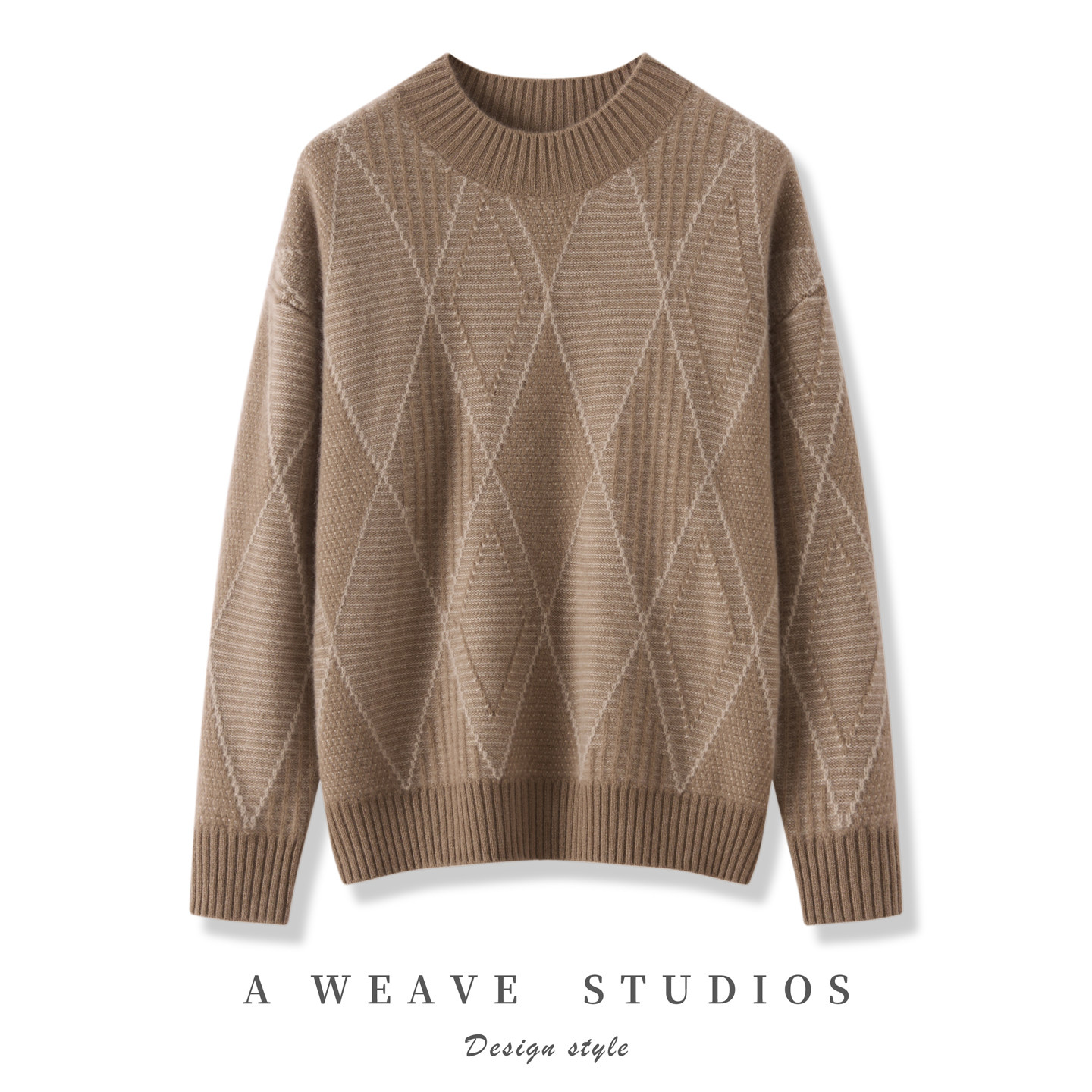 2025秋冬新款羊绒衫女100%纯山羊绒加厚半高菱形宽松百搭羊绒套衫,女装/女士精品,羊绒衫,淘宝优惠券,粉丝福利购,淘宝优惠卷