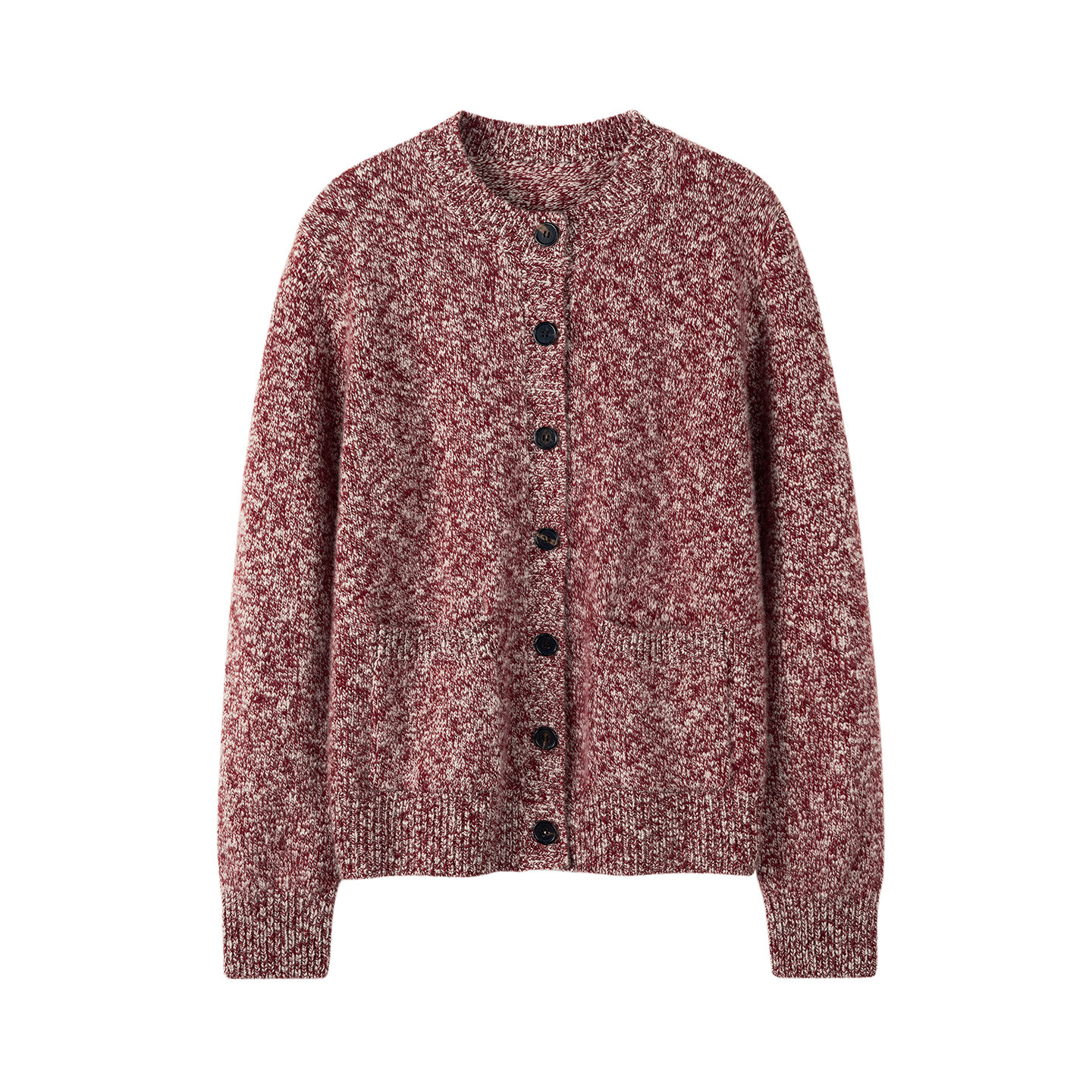 秋冬新款100%纯山羊绒开衫女花纱老钱风圆领加厚慵懒针织外套毛衣