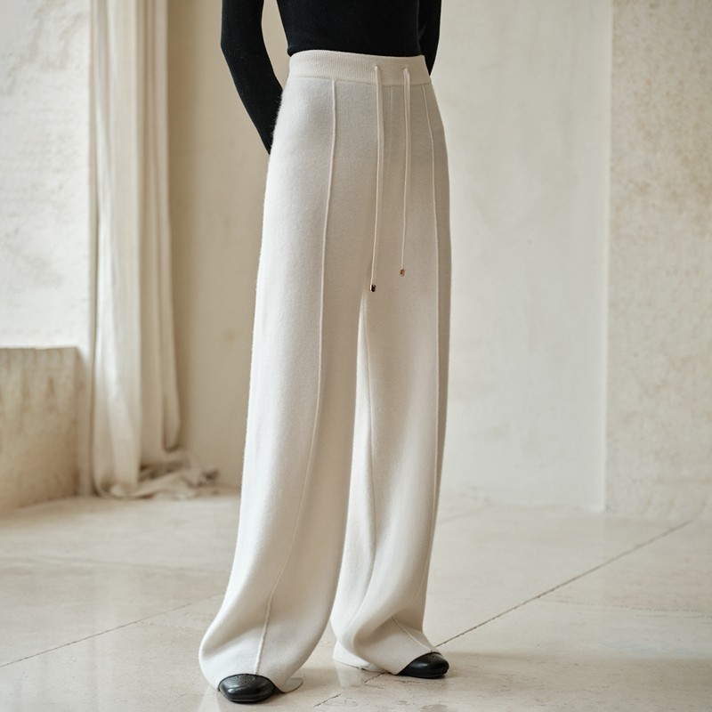 2025秋冬新款100%纯山羊绒裤子女加厚高腰抽绳宽松显瘦直筒拖地裤,女装/女士精品,休闲裤,淘宝优惠券,粉丝福利购,淘宝优惠卷