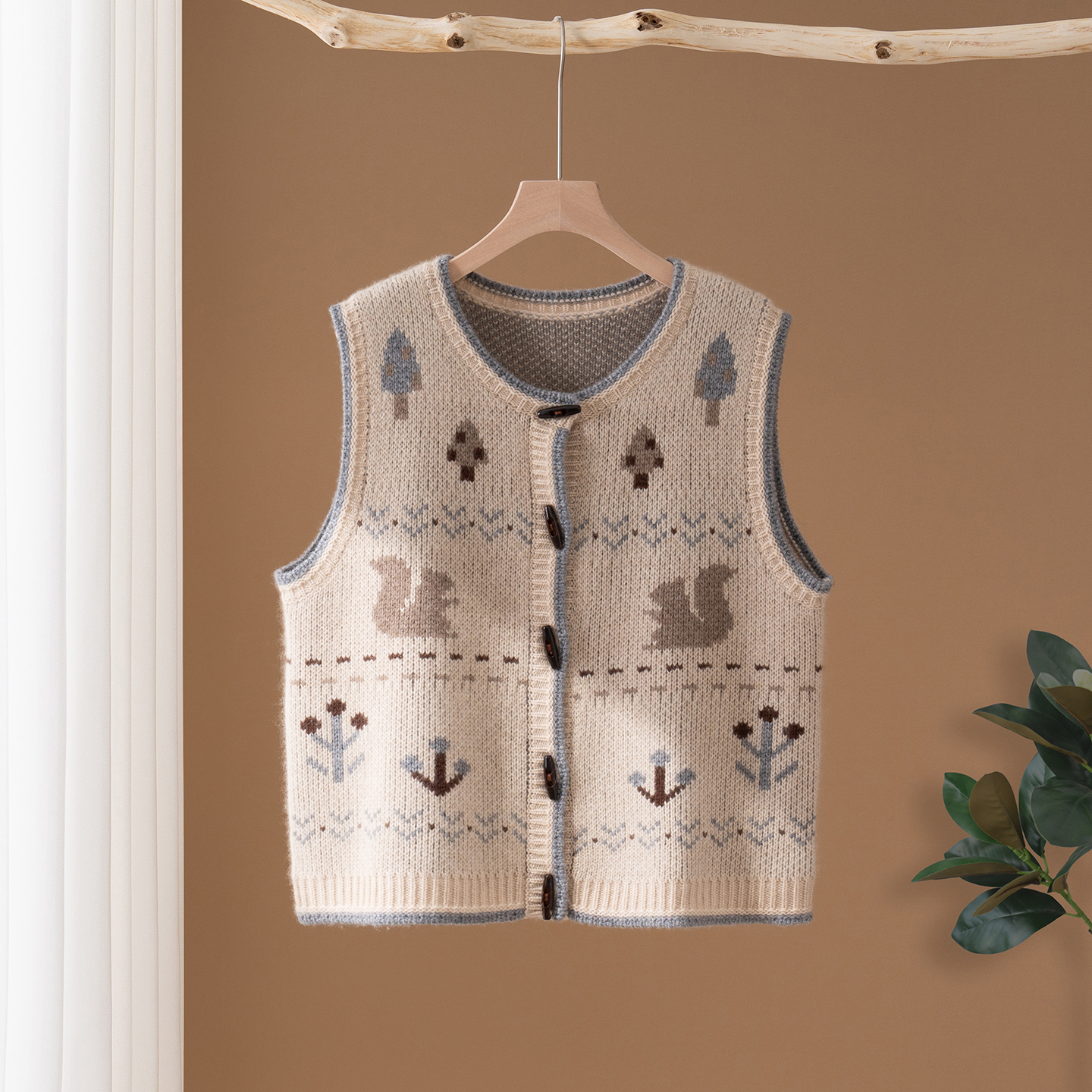 25秋冬新款100%山羊绒针织马甲开衫加厚时尚百搭宽松无袖坎肩上衣