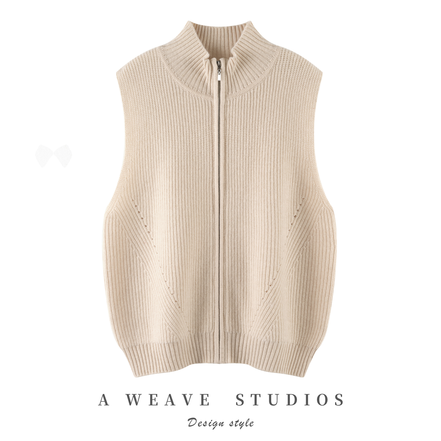 秋冬半高领100%纯山羊绒加厚针织马甲女开衫宽松叠穿休闲百搭坎肩