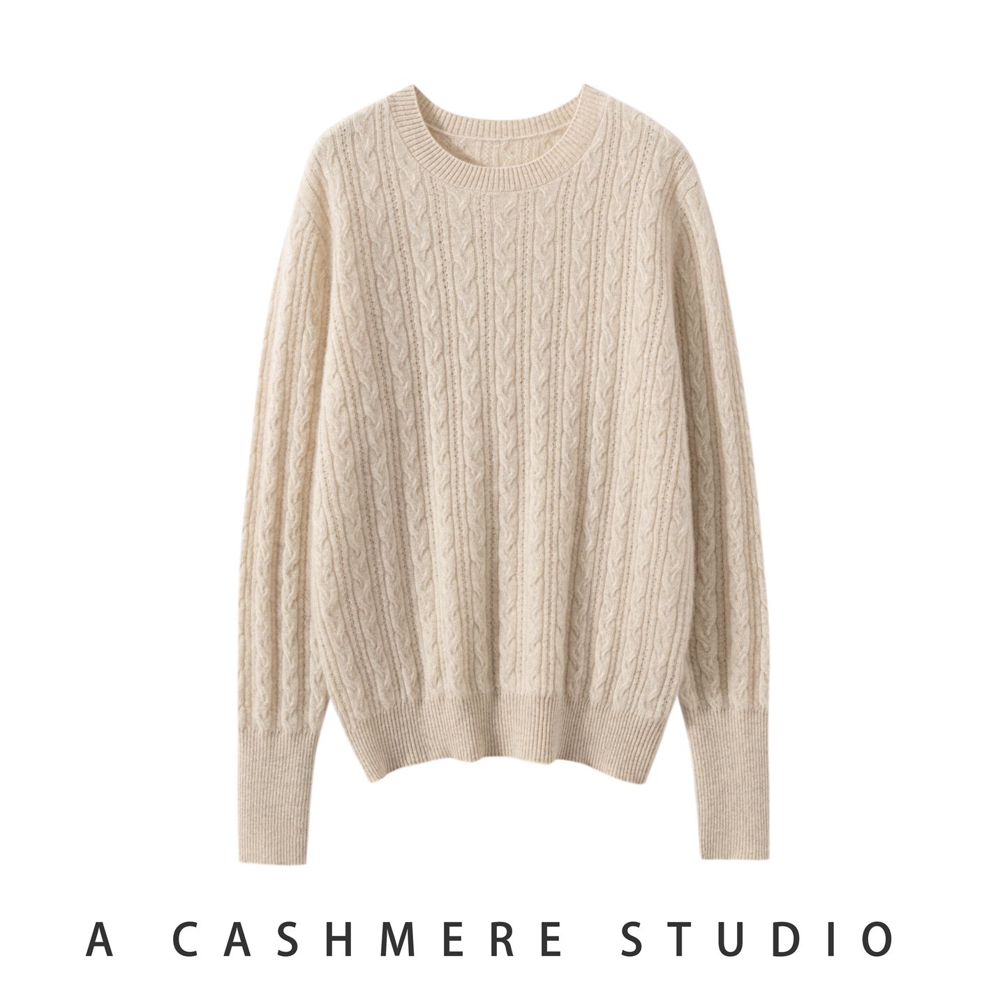 25秋冬新款100%山羊绒衫女麻花圆领宽松百搭针织打底衫慵懒风毛衣