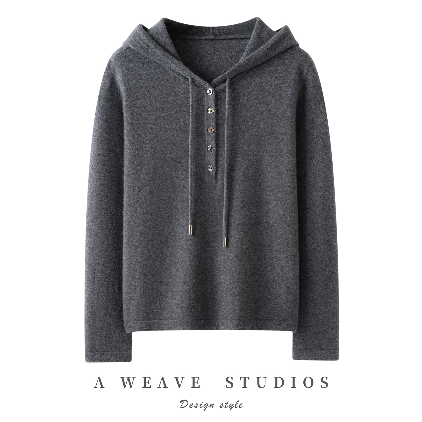 2025秋冬季新款100%纯山羊绒衫女款连帽宽松休闲卫衣纯色套头针织